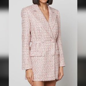 Self Portrait Women's Pink Tweed Blazer Coat Dress Us 6
